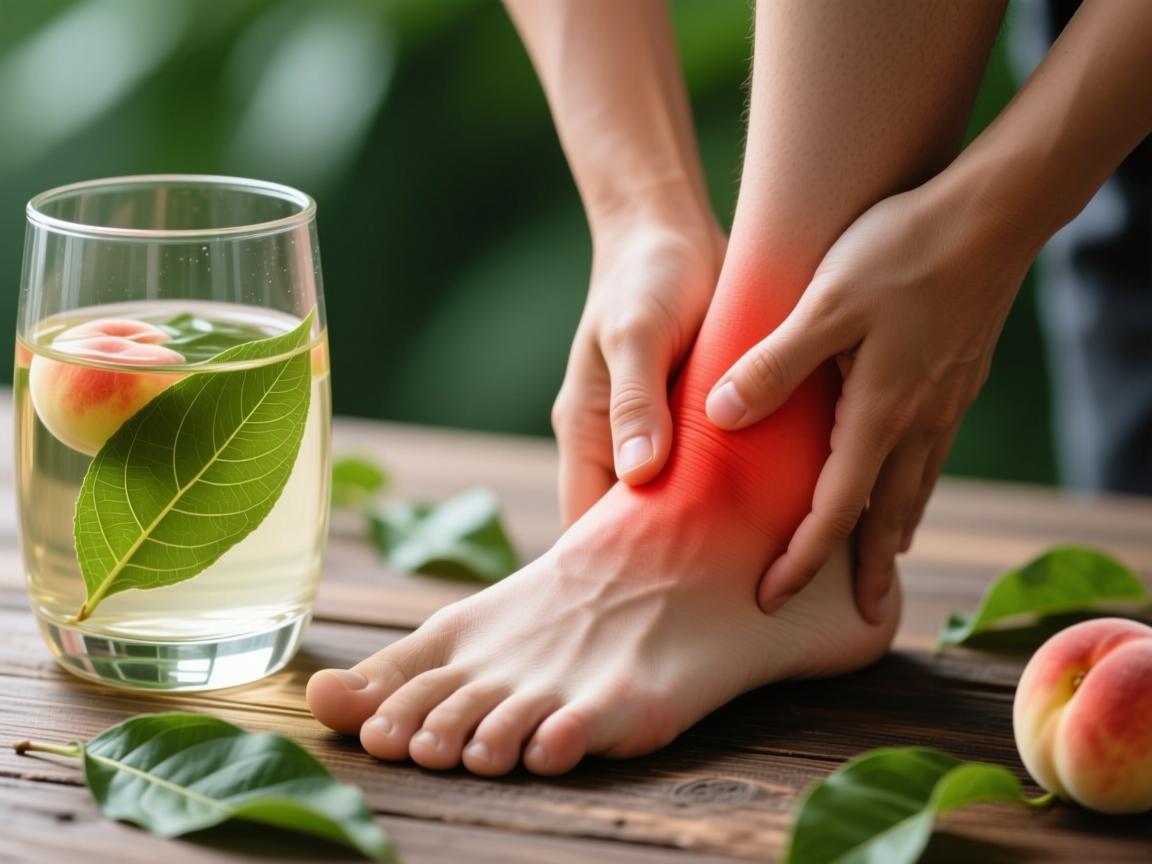 桃树叶泡脚缓解全身疼痛