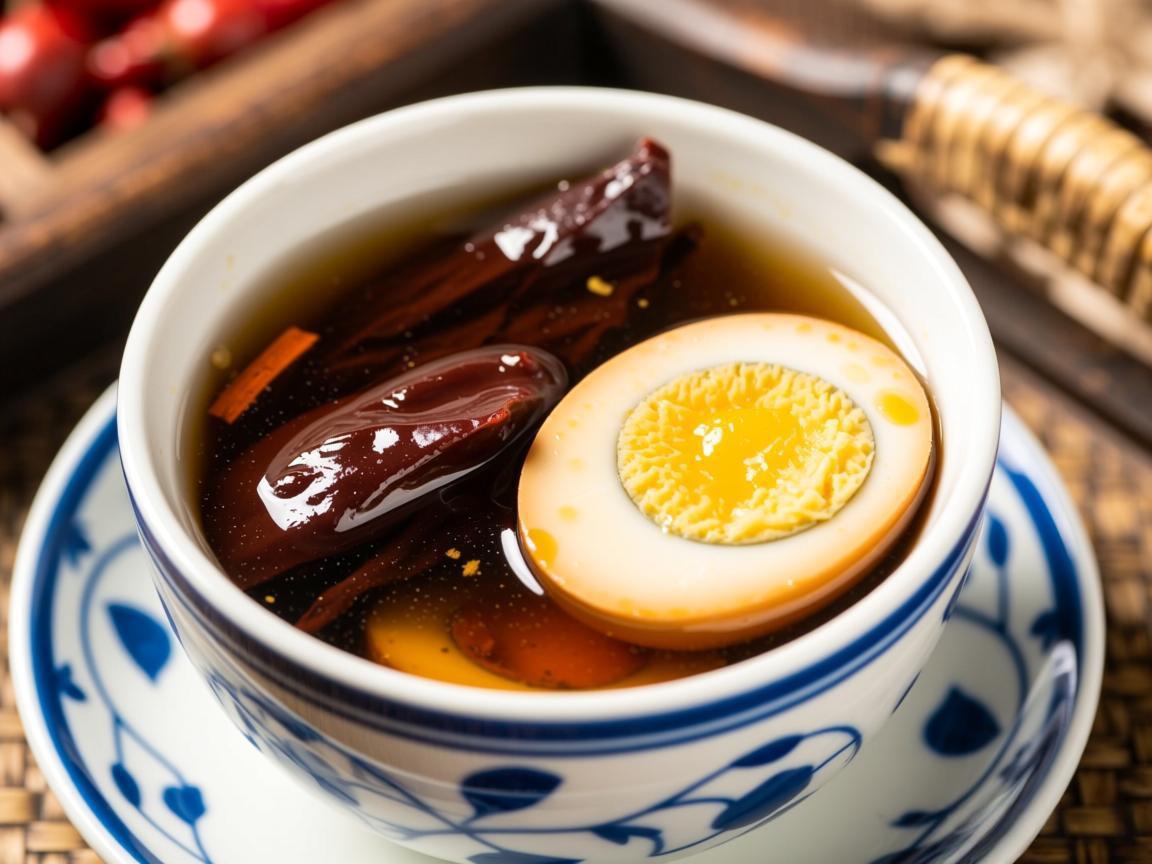 冬季补气血两味中药煮鸡蛋