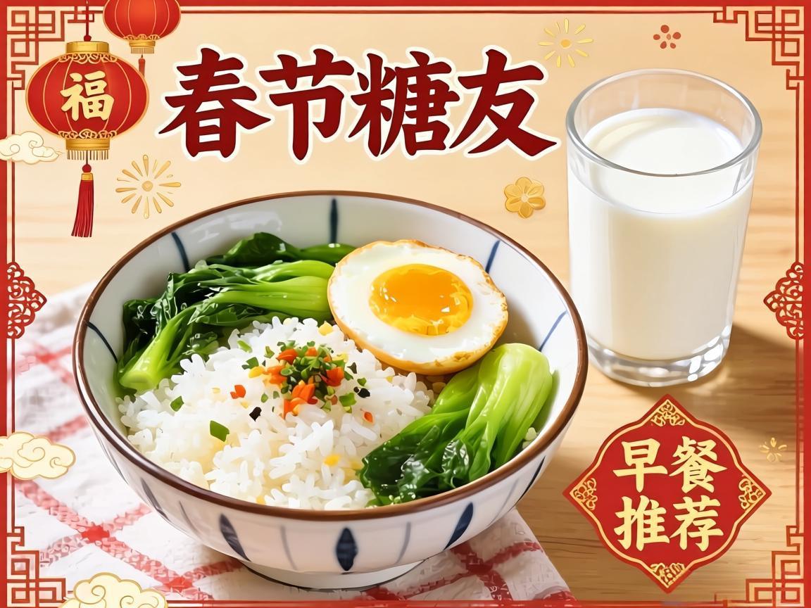春节糖友早餐推荐：菜泡饭+鸡蛋+牛奶