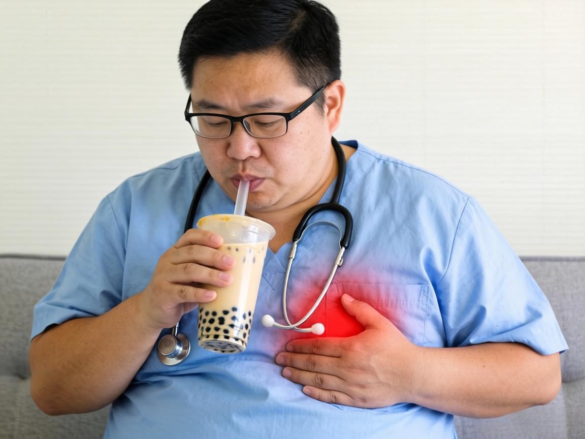 38岁心梗患者因长期喝奶茶致肥胖代谢紊乱