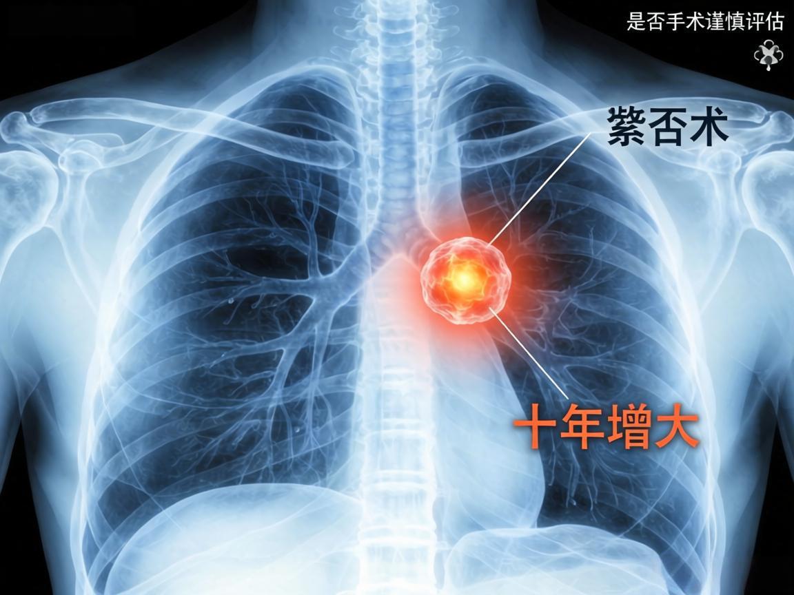 肺门结节十年增大，是否手术需谨慎评估