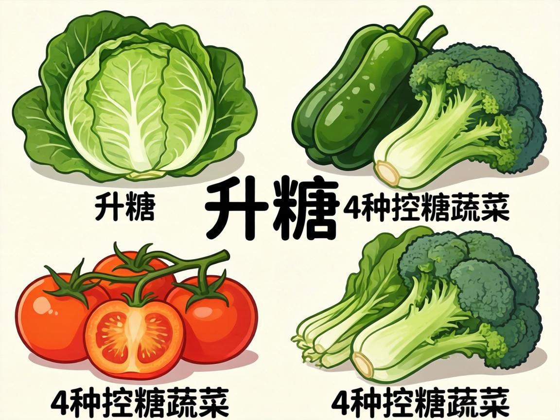 4种升糖蔬菜与4种控糖蔬菜