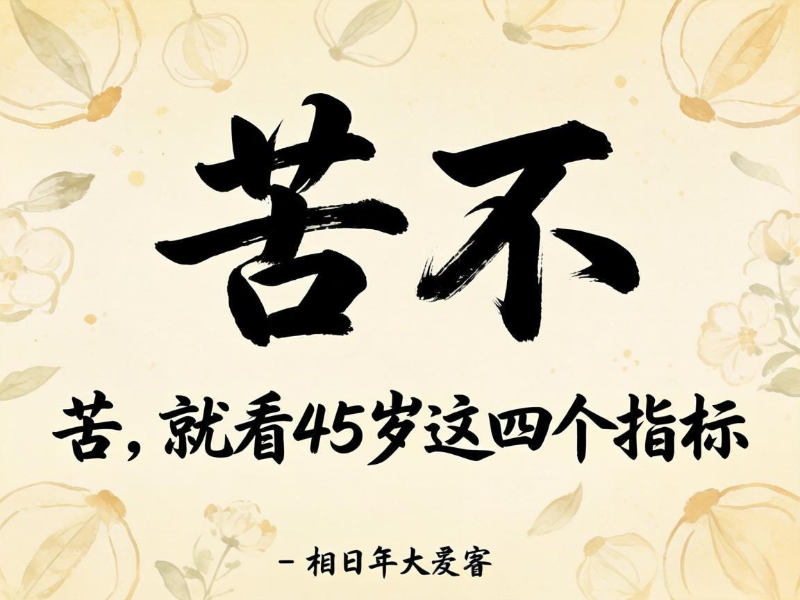晚年苦不苦，就看45岁这四个指标