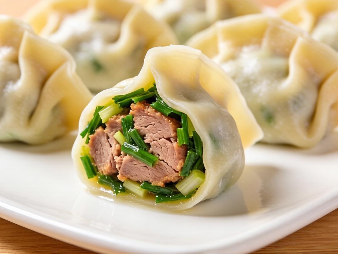 薄皮大馅韭菜熟肉饺子