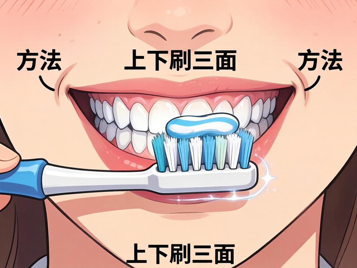 正确刷牙方法：上下刷三面