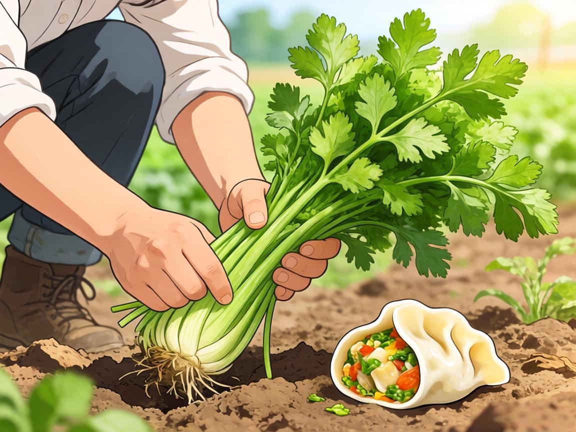 刚从地里拔的香芹饺子真香