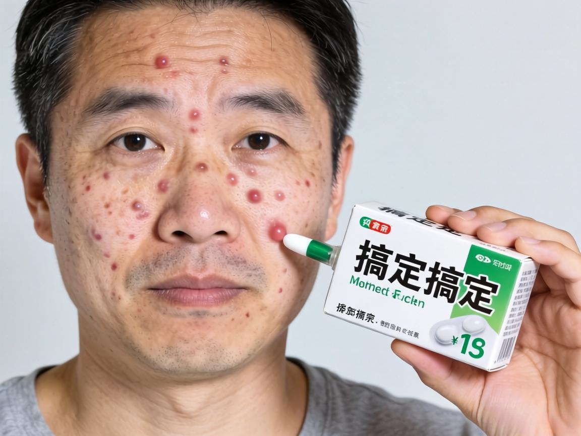 中年脸上的小疙瘩一盒药搞定