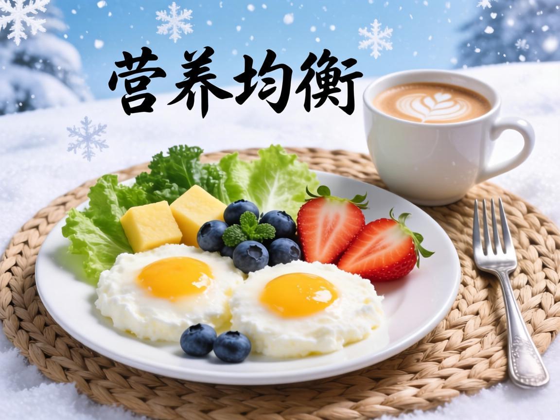 营养均衡的雪天早餐