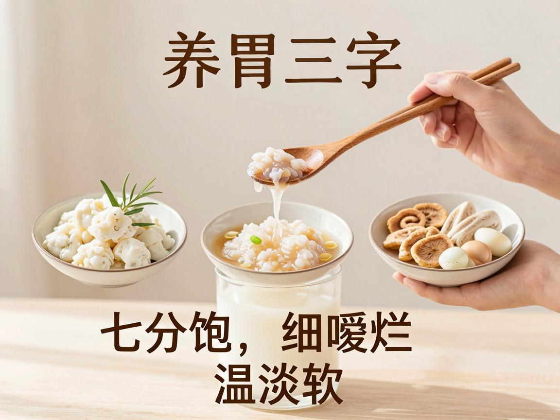 养胃三字经：七分饱、细嚼烂、温淡软