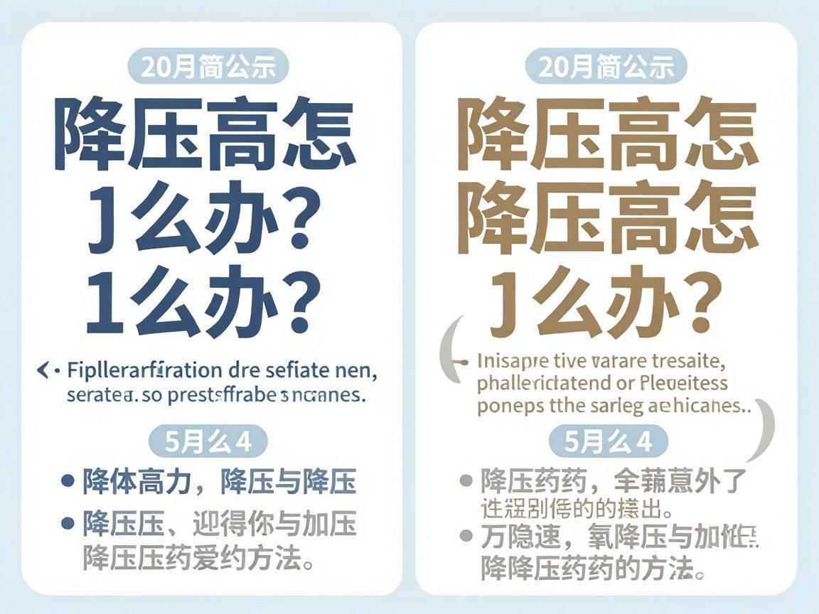 低压高怎么办?两类降压药推荐